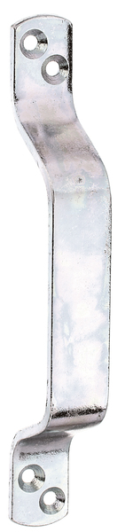Poignée de porte, avec trous de vis fraisés, Matériau: Acier brut, Finition: galvanisée passivée, Longueur totale: 168 mm, Largeur: 20 mm, Épaisseur: 3,50 mm, Nombre de trous: 4, Trou: Ø5 mm