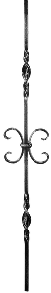 Barra ornamentale, due rotazioni, Materiale: acciaio grezzo, 450 mm, 130 mm, 110 mm, 132 mm, Modello: liscio, Lunghezza: 900 mm, Barra quadra: 12 x 12 mm