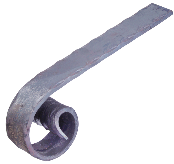 Handrail start, short form, wrought iron, Material: raw steel, Length: 300 mm, Width: 40 mm, Type: hammered, Flat iron: 40 x 8 mm