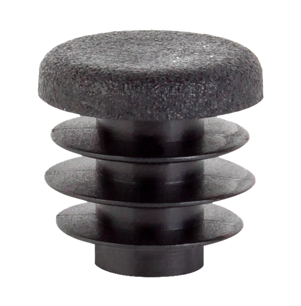 Threaded plug for round tubes, Material: plastic, colour: black, Contents per PU: 4 Piece, Diameter: 15 mm, Retail packaged