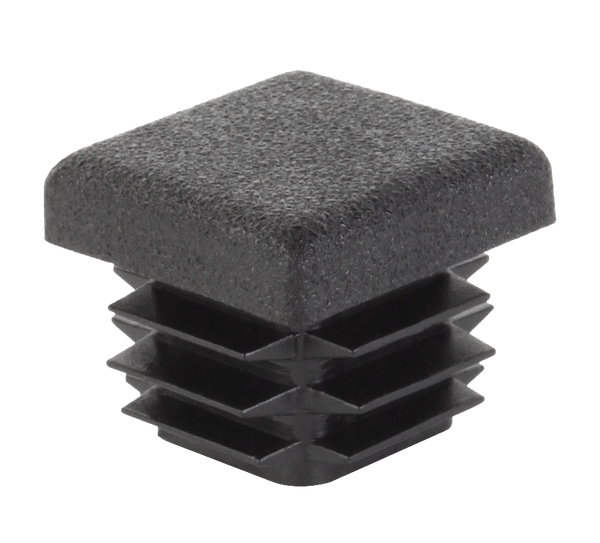 Bouchon à lamelles pour tubes carrés, Matériau: Plastique, couleur noir, Contenu par UV: 4 Pièce, Largeur: 25 mm, Emballé SB