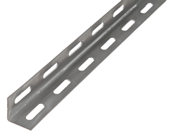 Angle profile, perforated, Material: raw steel, Surface: hot-dip galvanised, Width: 27 mm, Height: 27 mm, Material thickness: 1.5 mm, Type: equal sided, Length: 1000 mm