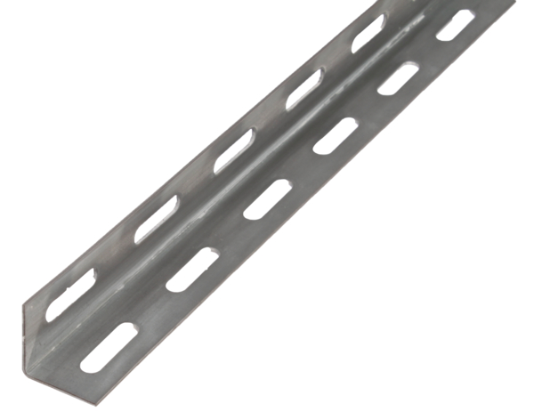 Angle profile, perforated, Material: raw steel, Surface: hot-dip galvanised, Width: 27 mm, Height: 27 mm, Material thickness: 1.5 mm, Type: equal sided, Length: 2000 mm