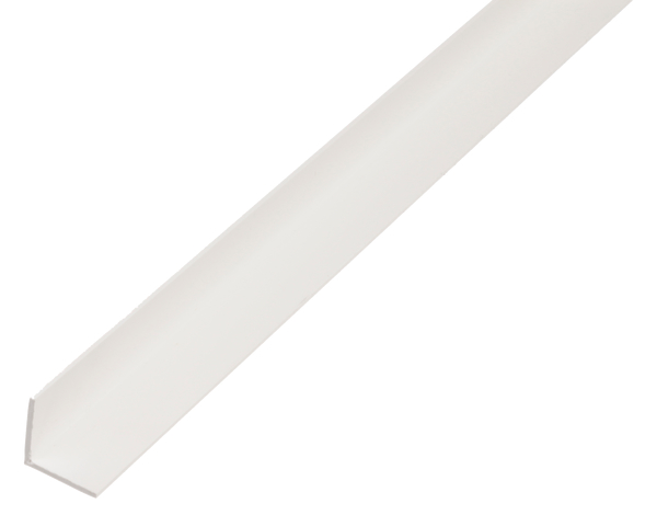 Profilo angolare, Materiale: PVC-U, colore bianco, larghezza: 10 mm, altezza: 10 mm, Spessore del materiale: 1 mm, Modello: con lati uguali, Lunghezza: 2600 mm