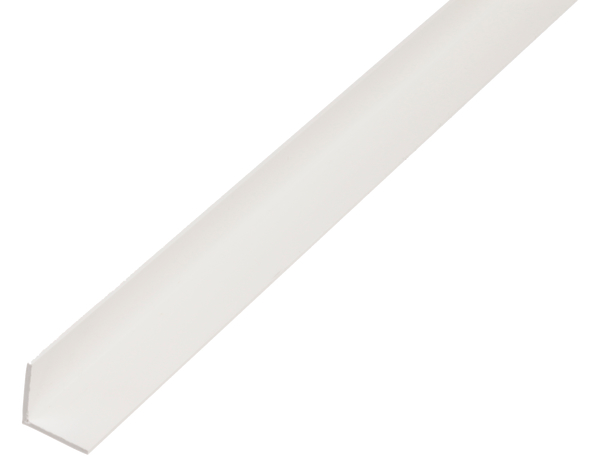 Angle profile, Material: PVC-U, colour: white, Width: 10 mm, Height: 10 mm, Material thickness: 1 mm, Type: equal sided, Length: 2600 mm