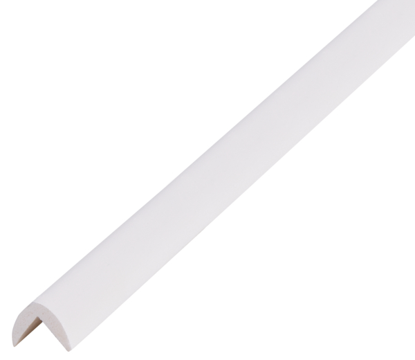 Profilo di protezione angolare arrotondato, Materiale: PVC-U, schiumato, colore bianco, larghezza: 19 mm, altezza: 19 mm, Lunghezza: 2600 mm