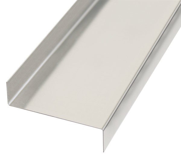 Glattblech, gekantet, Z-Form, Material: Aluminium, Oberfläche: natur, Breite: 63 mm, Schenkenhöhe oben: 18 mm, Schenkelhöhe unten: 18 mm, Länge: 1000 mm, Abwinkelung: 90 / 90 °, Materialstärke: 0,50 mm