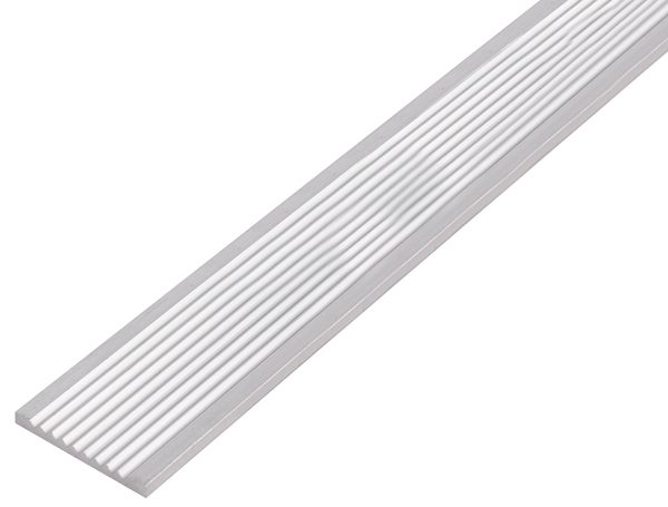 Flat profile, riffled, Material: Aluminium, Surface: silver anodised, Width: 40 mm, Height: 3 mm, Length: 1000 mm