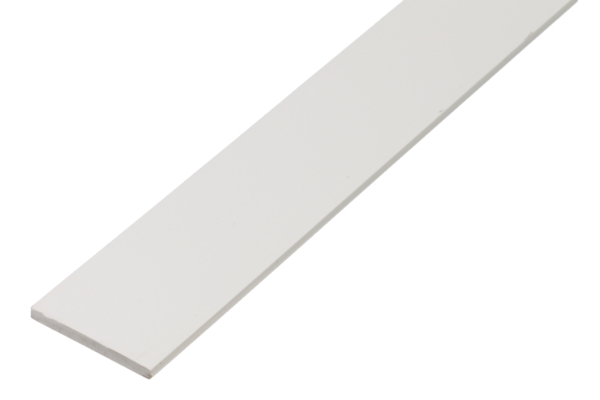 Perfil plano, Material: PVC-U, color: blanco, Anchura: 25 mm, Espesura del material: 2 mm, Longitud: 2600 mm