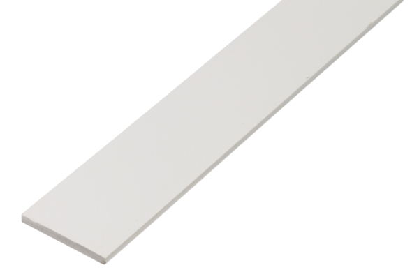 Profilé plat, Matériau: PVC, couleur : blanc, Largeur: 25 mm, Épaisseur du matériau: 2 mm, Longueur: 2600 mm