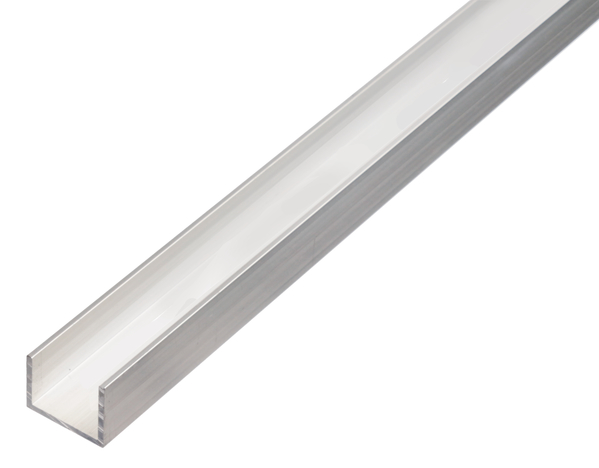 Profil BA, forma U, materiał: aluminium, powierzchnia: surowa, Szerokość: 16 mm, Wysokość: 13 mm, Grubość materiału: 1,5 mm, Szerokość światła: 13 mm, Długość: 2600 mm