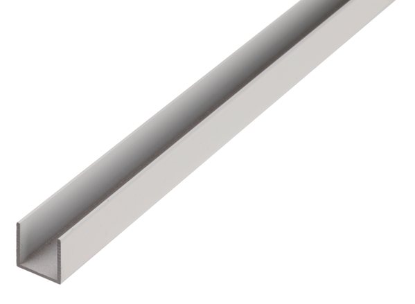 BA-Profil, U-Form, Material: Aluminium, Oberfläche: natur, Breite: 8 mm, Höhe: 8 mm, Materialstärke: 1 mm, lichte Breite: 6 mm, Länge: 2600 mm