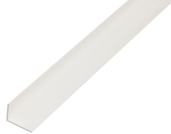 Cornière, Matériau: PVC, couleur : blanc, Largeur: 25 mm, Hauteur: 20 mm, Épaisseur du matériau: 2 mm, Version: côtés inégaux, Longueur: 2600 mm