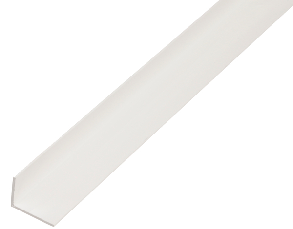 Angle profile, Material: PVC-U, colour: white, Width: 25 mm, Height: 20 mm, Material thickness: 2 mm, Type: unequal sided, Length: 2600 mm