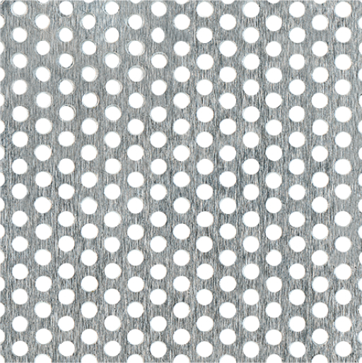 Perforated sheet, round holes, Material: Aluminium, Surface: silver anodised, Length: 500 mm, Width: 250 mm, Distance from middle to middle of hole: 5 mm, Material thickness: 0.80 mm, Hole-Ø: 3 mm