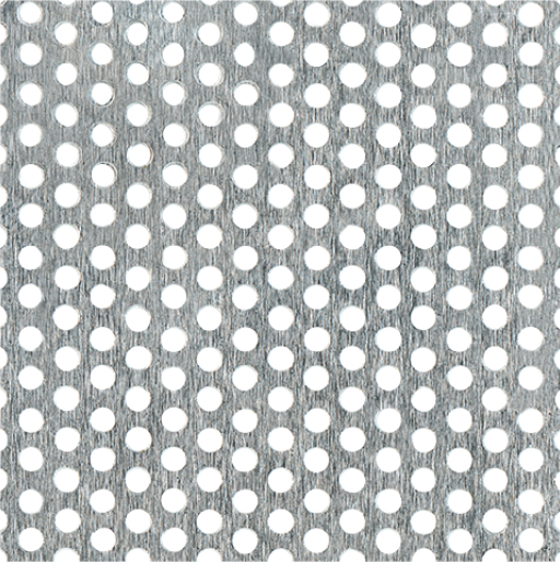 Lochblech, Lochung: rund, Material: Aluminium, Oberfläche: silberfarbig eloxiert, Länge: 500 mm, Breite: 250 mm, Abstand Mitte - Mitte Loch: 5 mm, Materialstärke: 0,80 mm