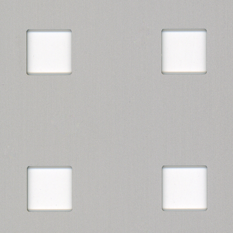 Lamiera forata, perforazione quadrata, Materiale: alluminio, superficie: anodizzata argento, Lunghezza: 1000 mm, Larghezza: 600 mm, Distanza centro - centro foro: 30 mm, Spessore del materiale: 0,80 mm