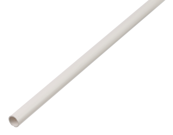 Tube rond, Matériau: PVC, couleur : blanc, Diamètre: 12 mm, Épaisseur du matériau: 1 mm, Longueur: 2600 mm