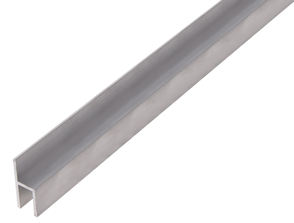 Profilo BA a H, Materiale: alluminio, superficie: naturale, larghezza: 26 mm, altezza: 11 mm, Spessore del materiale: 1,5 mm, larghezza netta: 8 mm, Lunghezza: 2000 mm