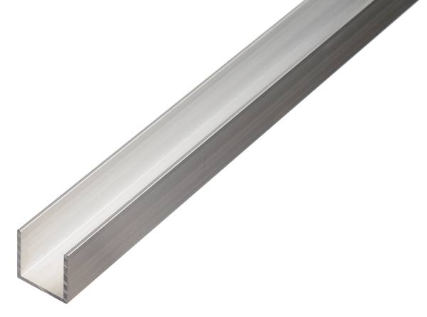 BA-Profile, U shape, Material: Aluminium, Surface: untreated, Width: 20 mm, Height: 10 mm, Material thickness: 1.5 mm, Clear width: 17 mm, Length: 2600 mm