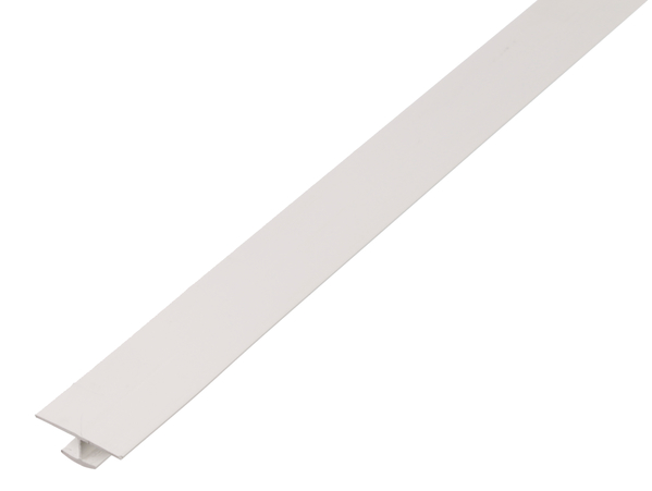 Profil H, materiał: PVC-U, kolor: biały, Szerokość u góry: 25 mm, Wysokość: 4 mm, Szerokość poniżej: 12 mm, Grubość materiału: 1 mm, Długość: 2600 mm