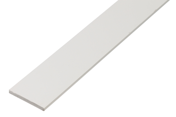 Profilé plat, Matériau: PVC, couleur : blanc, Largeur: 20 mm, Épaisseur du matériau: 2 mm, Longueur: 2600 mm