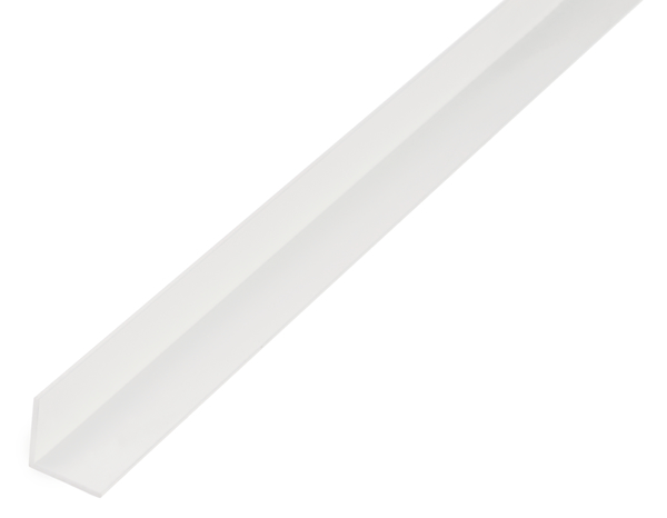 Winkelprofil, Material: PVC-U, Farbe: weiß, Breite: 7 mm, Höhe: 7 mm, Materialstärke: 1 mm, Ausführung: gleichschenklig, Länge: 1000 mm