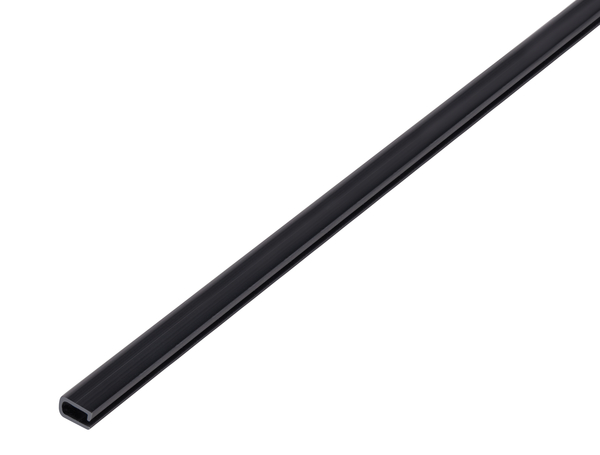 Profil wpuszczany, materiał: PVC-U, kolor: czarny, Szerokość: 7 mm, Wysokość: 4 mm, Długość: 1000 mm, Grubość materiału: 0,50 mm