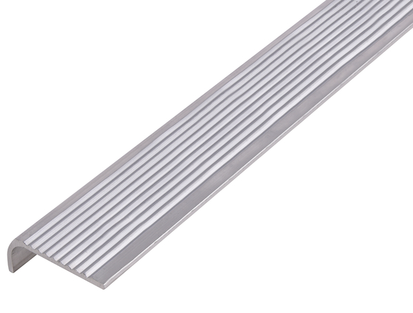 Profil ochronny do krawędzi schodów, materiał: aluminium, powierzchnia: surowa, Szerokość: 30 mm, Wysokość: 6 mm, Długość: 1000 mm, Grubość materiału: 2,00 mm