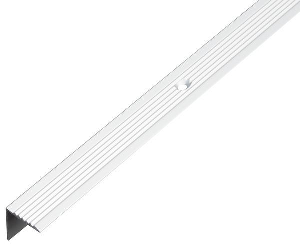 Treppenkanten-Schutzprofil, mit versenkten Schraublöchern, Material: Aluminium, Oberfläche: silberfarbig eloxiert, Breite: 19 mm, Höhe: 19 mm, Länge: 1000 mm, Materialstärke: 2,00 mm