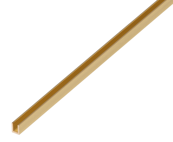 U profile, Material: brass, Width: 6 mm, Height: 6 mm, Material thickness: 1 mm, Clear width: 4 mm, Length: 1000 mm