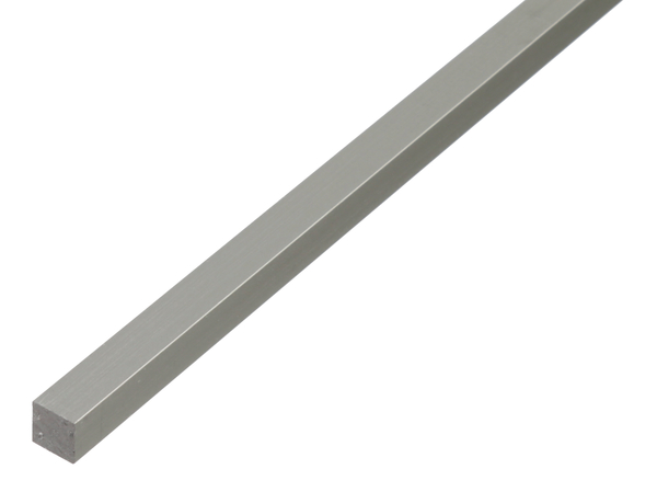 Barra quadra, Materiale: alluminio, superficie: anodizzata argento, larghezza: 10 mm, altezza: 10 mm, Lunghezza: 1000 mm