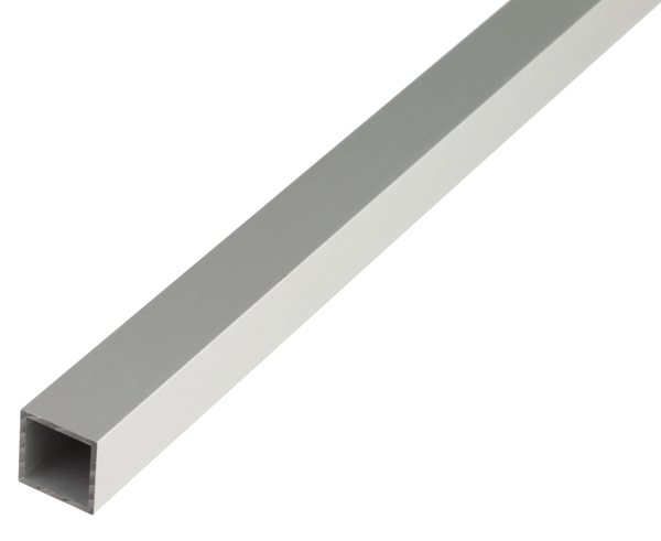 Perfil cuadrado, Material: Aluminio, Superficie: anodizado plateado, Anchura: 20 mm, Altura: 20 mm, Espesura del material: 1,5 mm, Longitud: 1000 mm