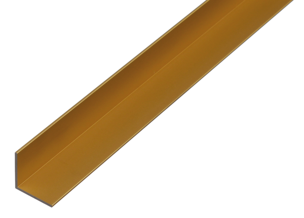 Cornière, Matériau: Aluminium, Finition: couleur or, anodisée, Largeur: 20 mm, Hauteur: 20 mm, Épaisseur du matériau: 1,5 mm, Version: côtés égaux, Longueur: 1000 mm
