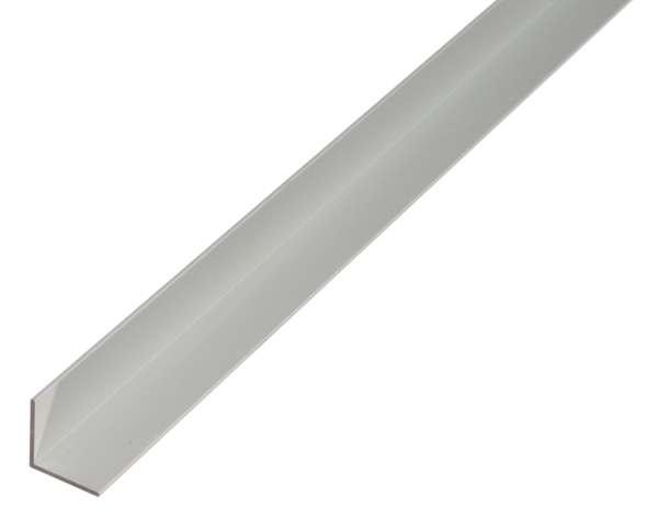 Winkelprofil, Material: Aluminium, Oberfläche: silberfarbig eloxiert, Breite: 10 mm, Höhe: 10 mm, Materialstärke: 1 mm, Ausführung: gleichschenklig, Länge: 1000 mm