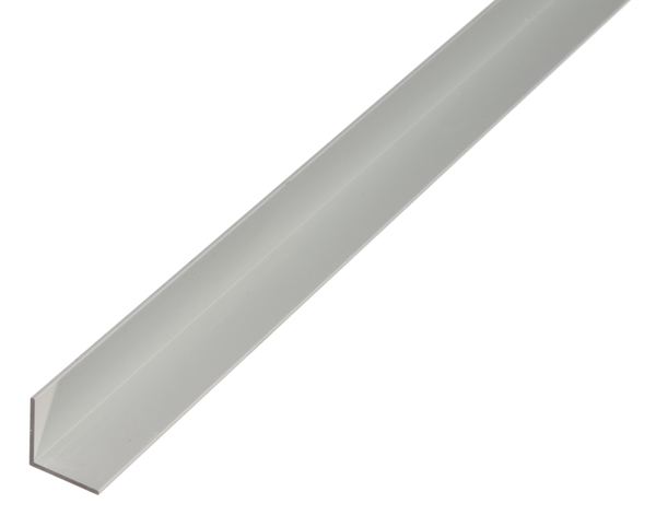 Perfil de ángulo, Material: Aluminio, Superficie: anodizado plateado, Anchura: 10 mm, Altura: 10 mm, Espesura del material: 1 mm, Versión: lados iguales, Longitud: 1000 mm
