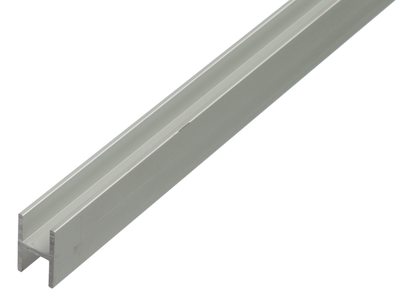 Profil H, materiał: aluminium, powierzchnia: anodowana srebrna, Szerokość: 9,1 mm, Wysokość: 12 mm, Grubość materiału: 1,3 mm, Szerokość światła: 6,5 mm, Długość: 1000 mm