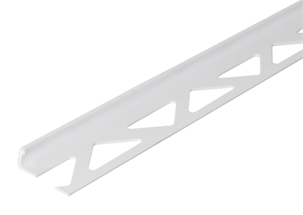 Tile end profile, Material: plastic, colour: white, Width: 23.5 mm, Height: 8 mm, Length: 2500 mm, Material thickness: 1.00 mm