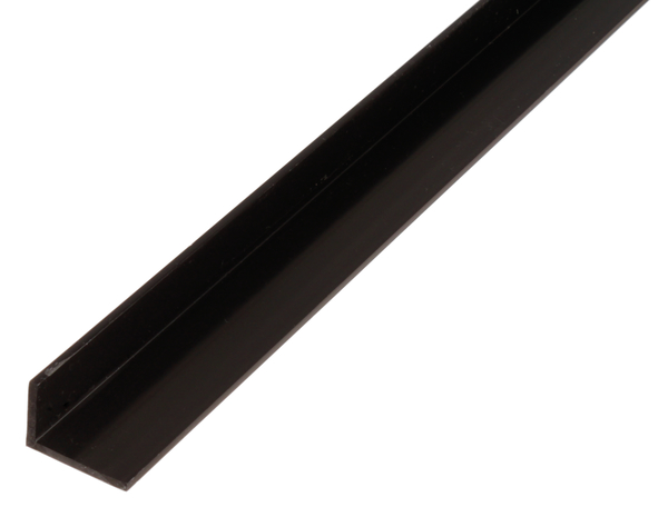 Winkelprofil, Material: PVC-U, Farbe: schwarz, Breite: 40 mm, Höhe: 10 mm, Materialstärke: 2 mm, Ausführung: ungleichschenklig, Länge: 2000 mm