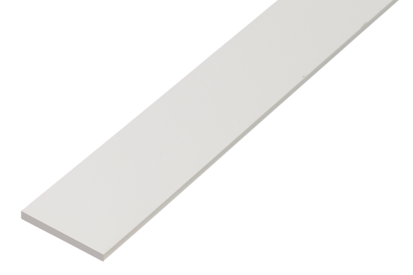 Profilé plat, Matériau: PVC, couleur : blanc, Largeur: 20 mm, Épaisseur du matériau: 2 mm, Longueur: 1000 mm