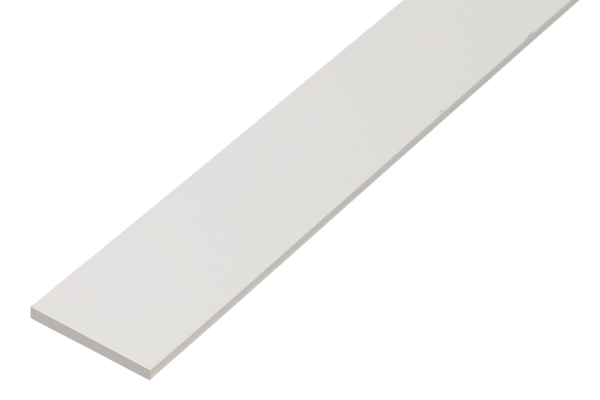 Barra piatta, Materiale: PVC-U, colore bianco, larghezza: 20 mm, Spessore del materiale: 2 mm, Lunghezza: 1000 mm