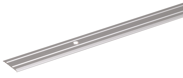 Transition profile, Material: Aluminium, Surface: silver anodised, with countersunk screw holes, Width: 37.8 mm, Length: 900 mm, Height above ground: 2.10 mm, Material thickness: 1.60 mm