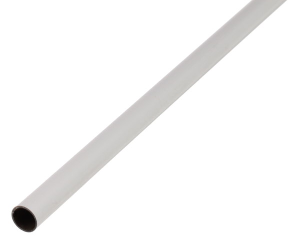 Tubo BA tondo, Materiale: alluminio, superficie: plastificata bianca RAL 9016, Ø esterno: 25 mm, Spessore del materiale: 1,5 mm, Lunghezza: 2600 mm