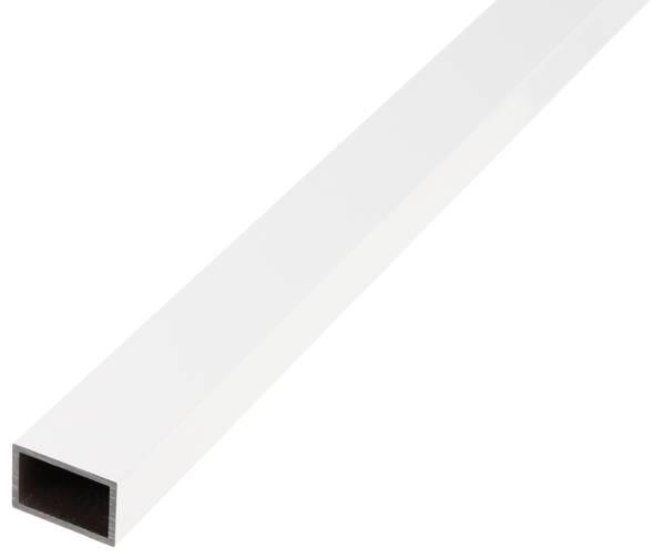 Tubo BA rettangolare, Materiale: alluminio, superficie: plastificata bianca RAL 9016, larghezza: 30 mm, altezza: 20 mm, Spessore del materiale: 2 mm, Lunghezza: 2600 mm