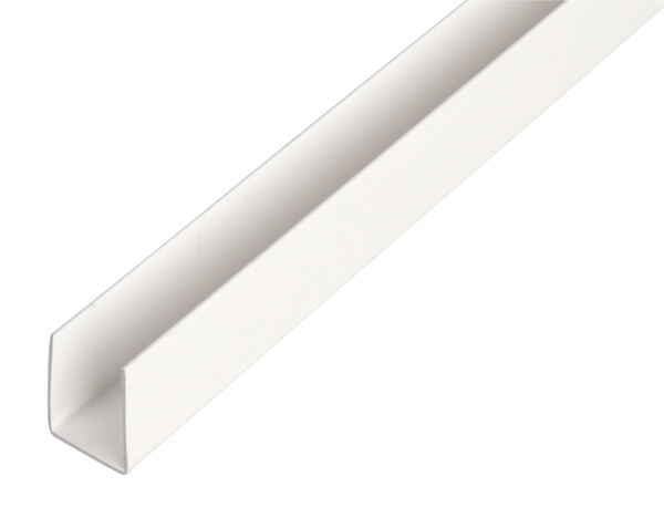 U profile, Material: PVC-U, colour: white, Width: 21 mm, Height: 20 mm, Material thickness: 1 mm, Clear width: 19 mm, Length: 1000 mm