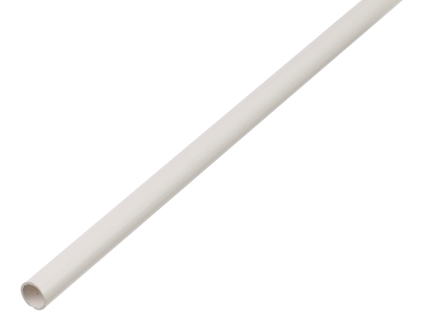 Tube rond, Matériau: PVC, couleur : blanc, Diamètre: 12 mm, Épaisseur du matériau: 1 mm, Longueur: 1000 mm