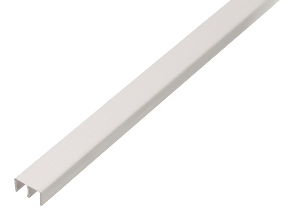 Guide rail profile top, Material: PVC-U, colour: white, Clear width: 6.5 mm, Height: 10 mm, Width: 16 mm, Material thickness: 1.0 mm, Length: 2000 mm