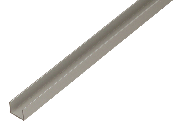 Profil U dla płyt wiórowych, materiał: aluminium, powierzchnia: anodowana srebrna, Szerokość: 19 mm, Wysokość: 15 mm, Grubość materiału: 1,5 mm, Szerokość światła: 16 mm, Długość: 1000 mm, o grubości: 16 - 19 mm