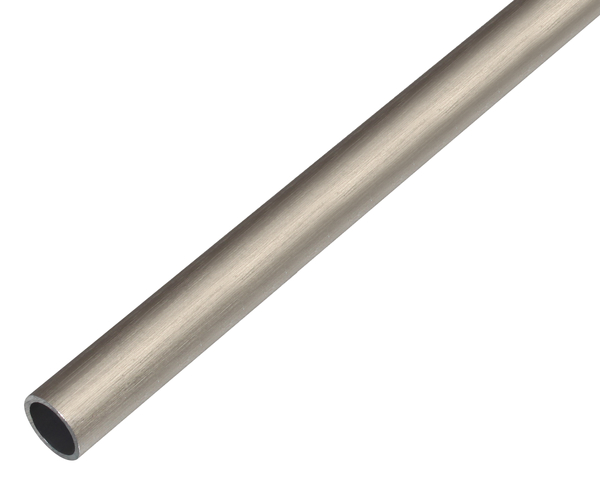 Tubo tondo, Materiale: alluminio, superficie: acciaio inox scuro, diametro: 15 mm, Spessore del materiale: 1 mm, Lunghezza: 1000 mm