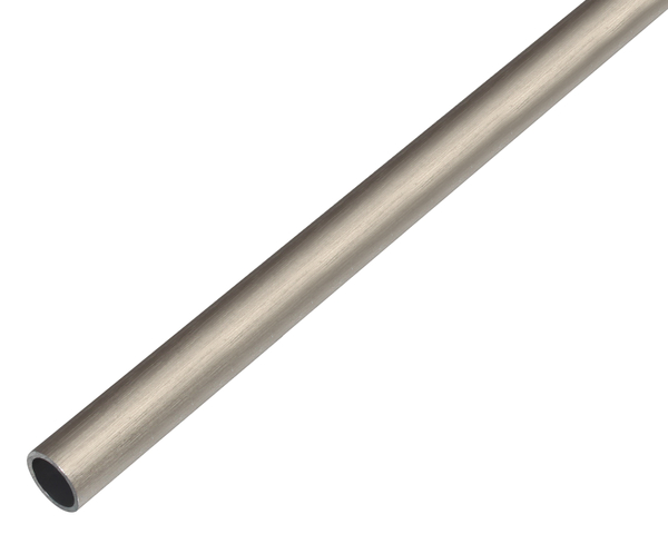 Tube rond, Matériau: Aluminium, Finition: design inox, foncé, Diamètre: 10 mm, Épaisseur du matériau: 1 mm, Longueur: 1000 mm